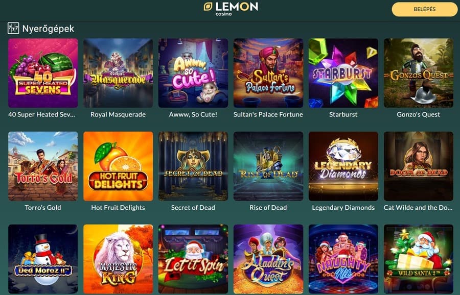 Lemon Casino nyerőgépek