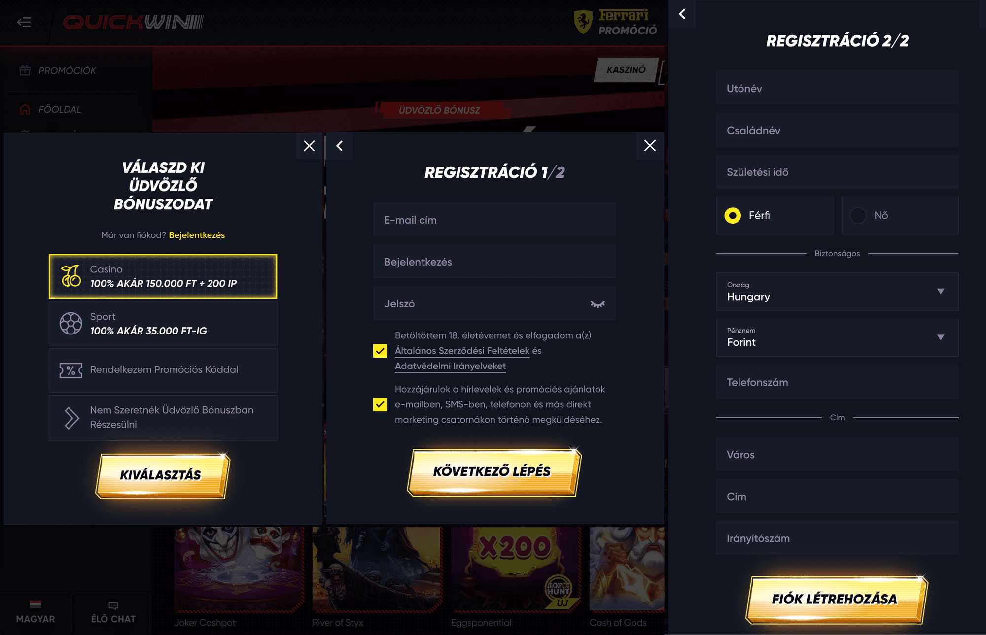 Register at Quickwin Casino