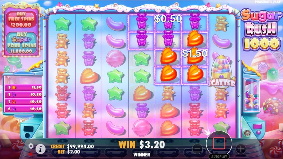 sugar rush 1000 nyerjen